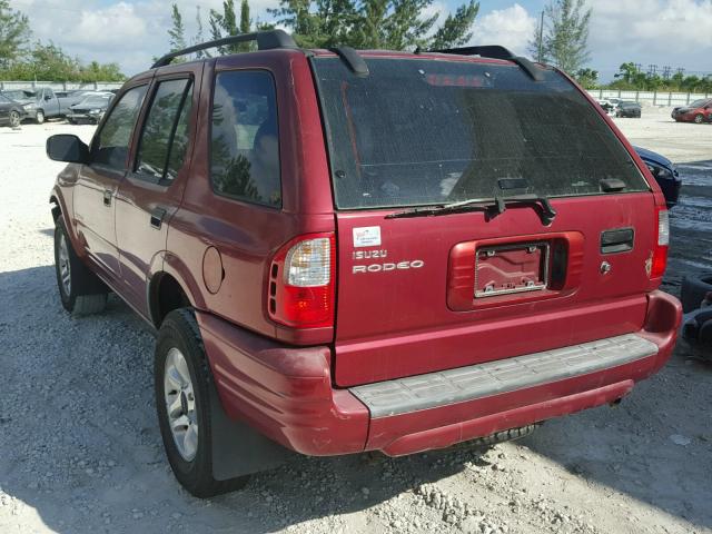 4S2CK58W844301440 - 2004 ISUZU RODEO S BURGUNDY photo 3