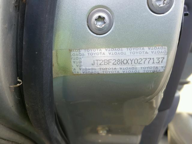 JT2BF28KXY0277137 - 2000 TOYOTA CAMRY LE SILVER photo 10