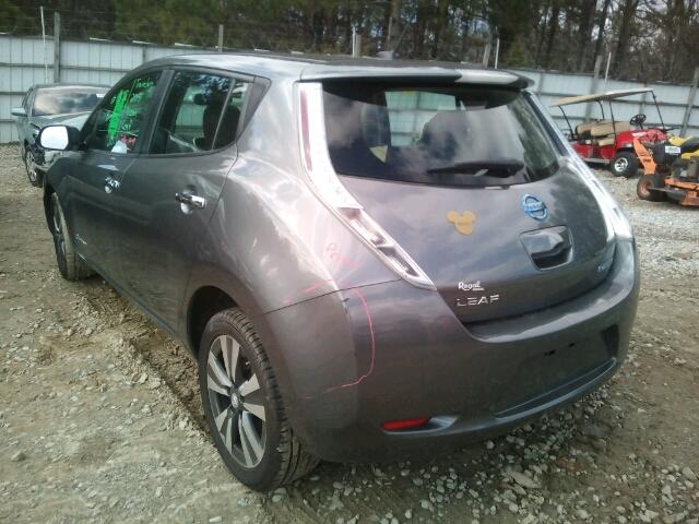 1N4AZ0CP7FC324854 - 2015 NISSAN LEAF S GRAY photo 3