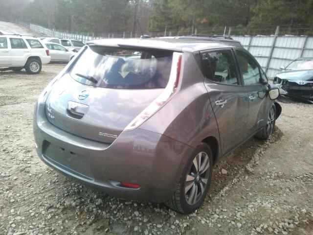 1N4AZ0CP7FC324854 - 2015 NISSAN LEAF S GRAY photo 4