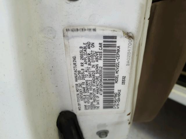 4T1BF22K5WU065912 - 1998 TOYOTA CAMRY CE WHITE photo 10