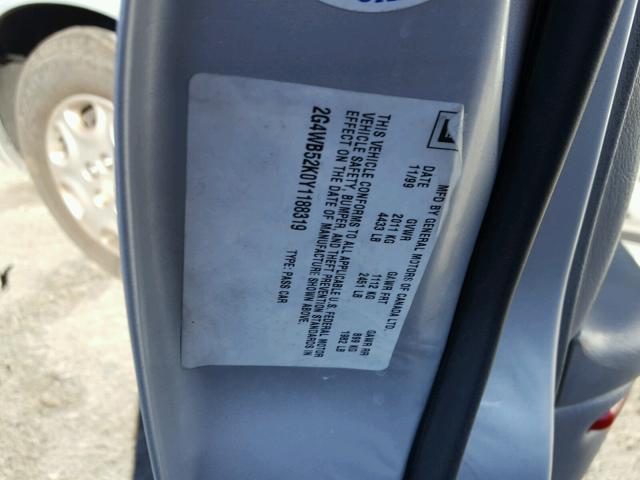 2G4WB52K0Y1188319 - 2000 BUICK REGAL LS SILVER photo 10