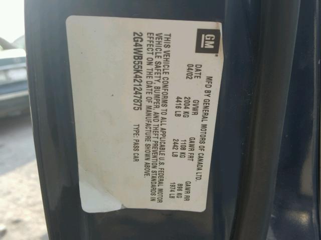 2G4WB55K421247875 - 2002 BUICK REGAL LS 蓝色 照片 10