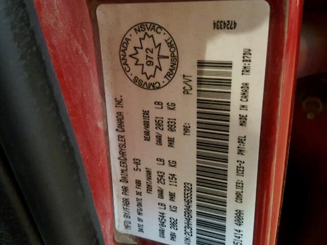 2C3HH46R04H655323 - 2004 CHRYSLER INTREPID S 红色 照片 10