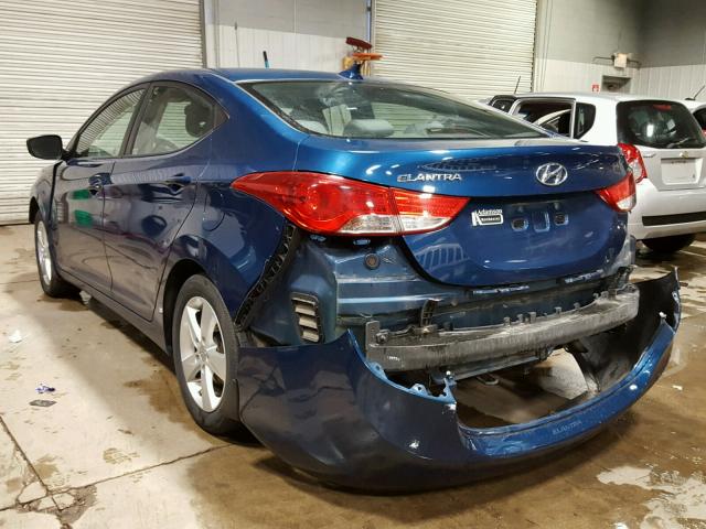 KMHDH4AE8DU952802 - 2013 HYUNDAI ELANTRA GL BLUE photo 3