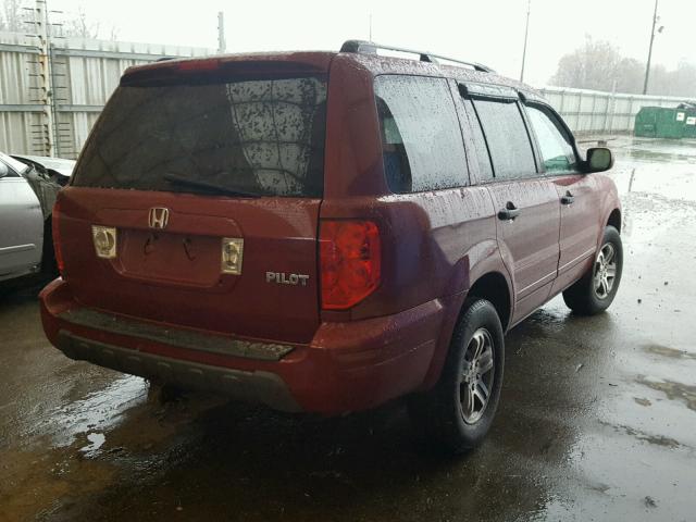 2HKYF18593H549002 - 2003 HONDA PILOT EXL BURGUNDY photo 4