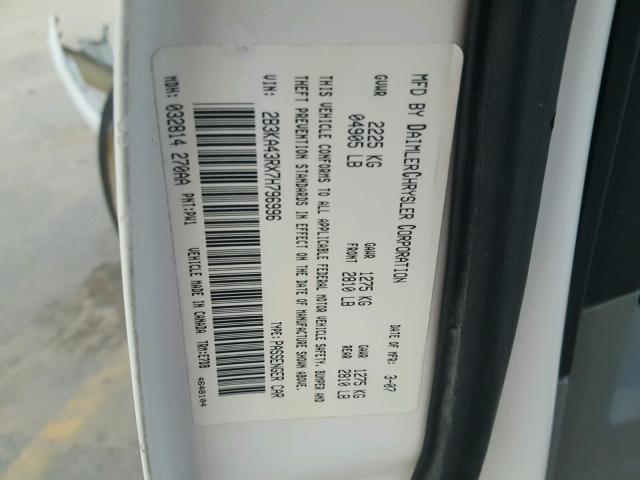 2B3KA43RX7H796996 - 2007 DODGE CHARGER SE WHITE photo 10