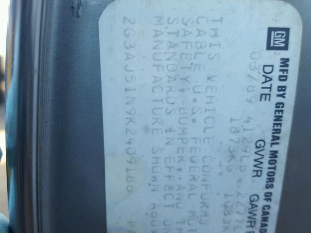 2G3AJ51N9K2409186 - 1989 OLDSMOBILE CUTLASS CI 灰色 照片 10