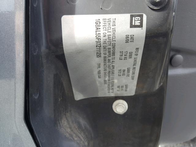1G8AL55F97Z111295 - 2007 SATURN ION LEVEL CHARCOAL photo 10