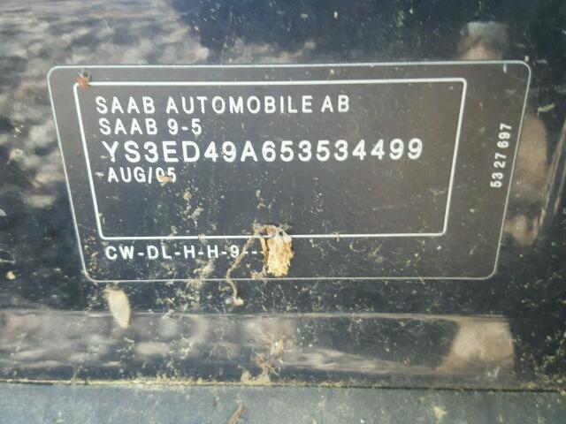 YS3ED49A653534499 - 2005 SAAB 9-5 ARC BLACK photo 10