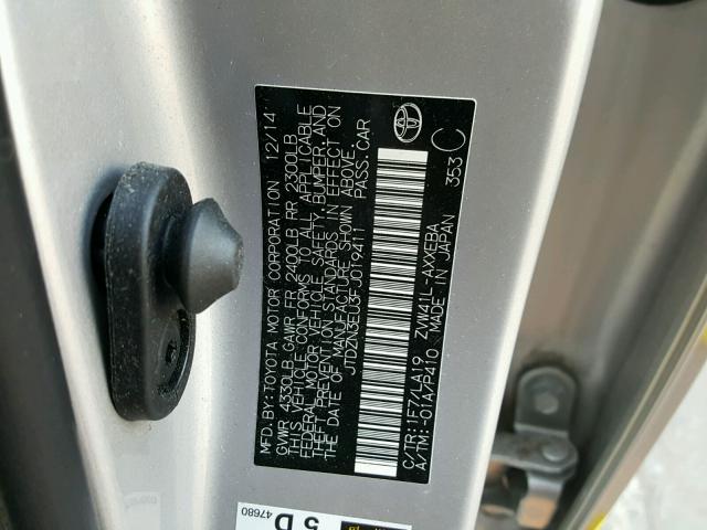 JTDZN3EU3FJ019411 - 2015 TOYOTA PRIUS V SILVER photo 10