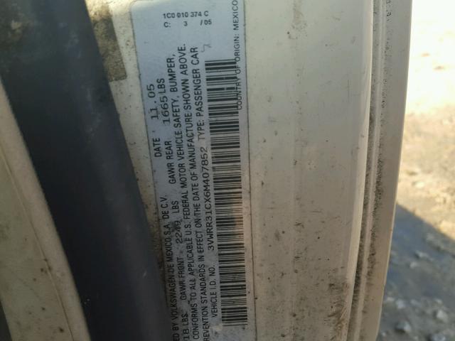 3VWRR31CX6M407852 - 2006 VOLKSWAGEN NEW BEETLE 白色 照片 10