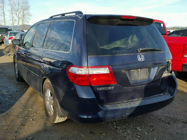 5FNRL38697B070603 - 2007 HONDA ODYSSEY EX BLUE photo 3