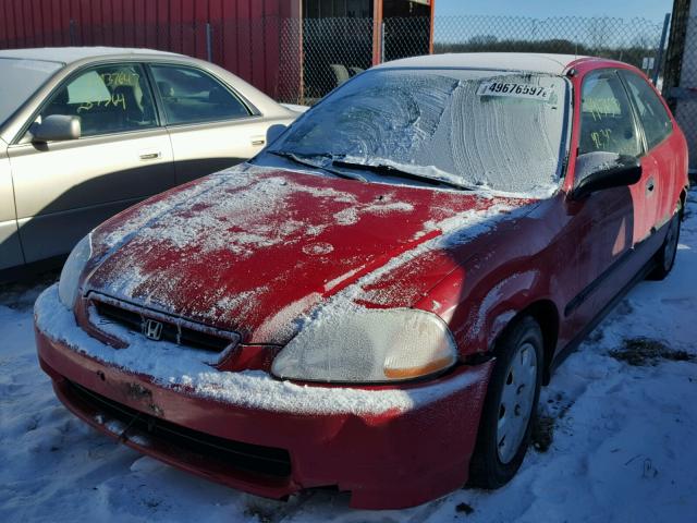 2HGEJ6349WH114301 - 1998 HONDA CIVIC DX RED photo 2