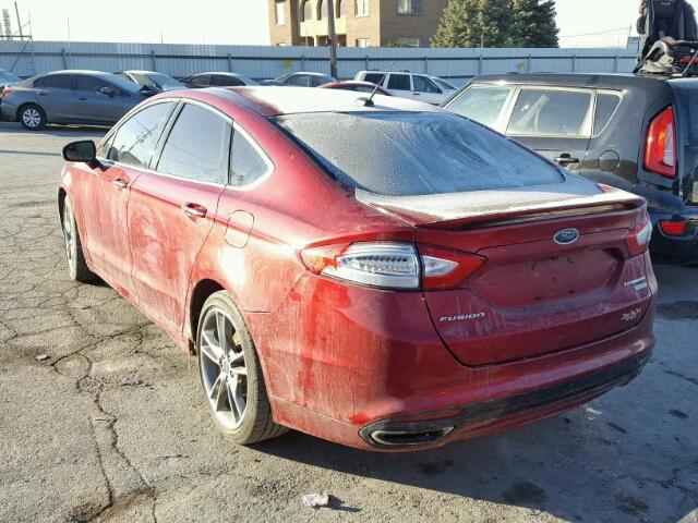 3FA6P0K90ER227297 - 2014 FORD FUSION TIT RED photo 3