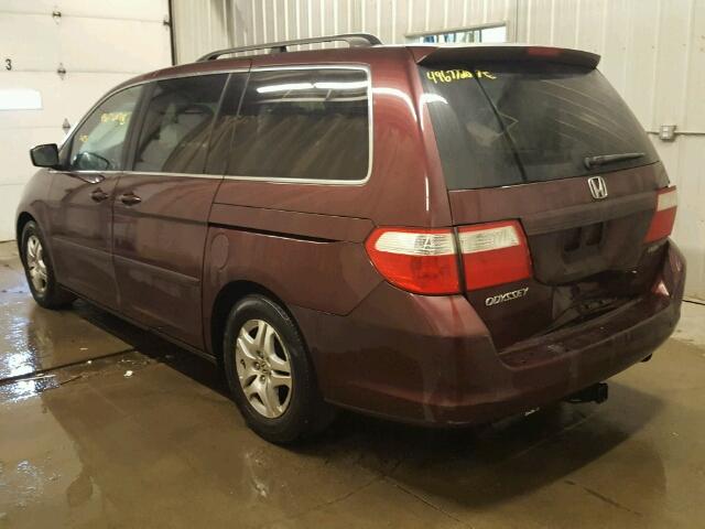 5FNRL38467B439822 - 2007 HONDA ODYSSEY EX BURGUNDY photo 3