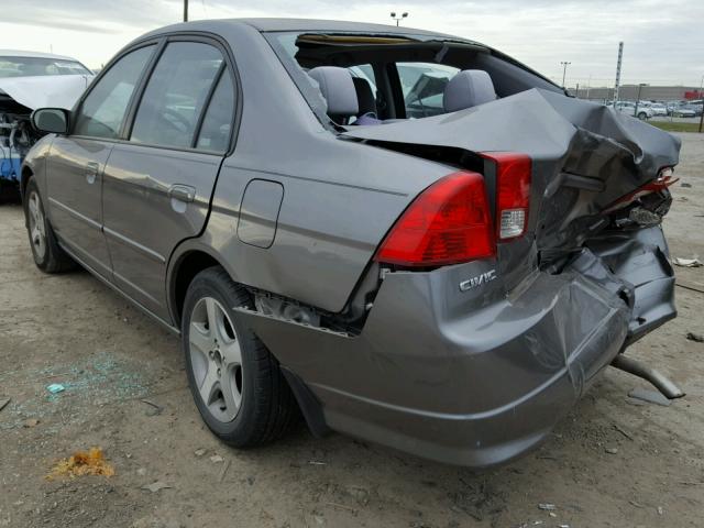 2HGES26805H515741 - 2005 HONDA CIVIC EX GRAY photo 3