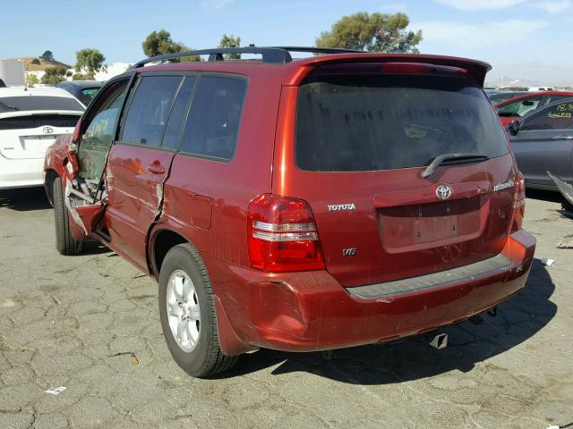 JTEGF21AX30113809 - 2003 TOYOTA HIGHLANDER RED photo 3