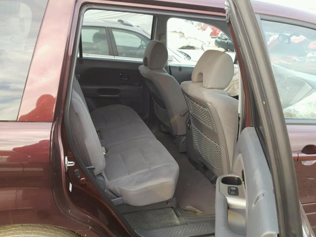 2HKYF18497H538353 - 2007 HONDA PILOT EX MAROON photo 6