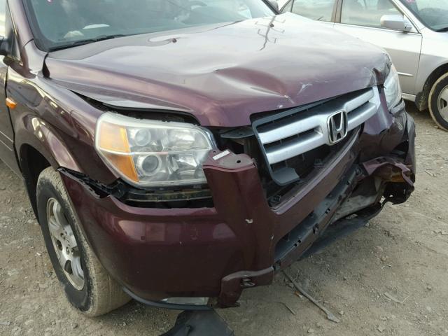 2HKYF18497H538353 - 2007 HONDA PILOT EX MAROON photo 9