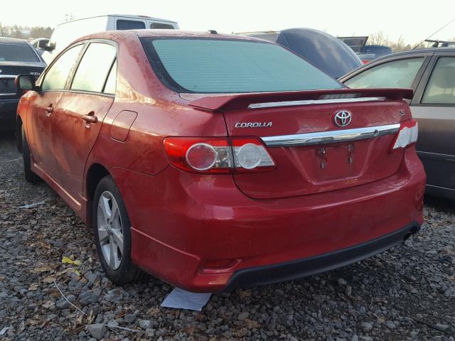 2T1BU4EE4BC651343 - 2011 TOYOTA COROLLA L RED photo 3