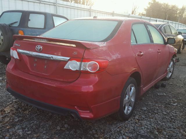 2T1BU4EE4BC651343 - 2011 TOYOTA COROLLA L RED photo 4