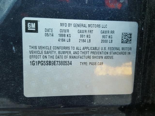 1G1PG5SB9E7380534 - 2014 CHEVROLET CRUZE LTZ GRAY photo 10