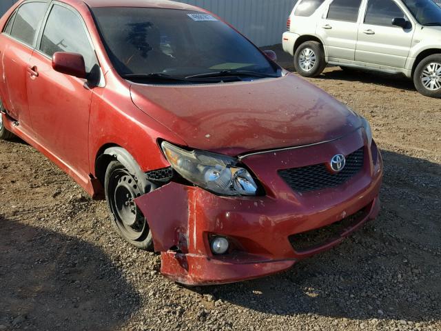 1NXBU40E09Z117370 - 2009 TOYOTA COROLLA BA RED photo 9