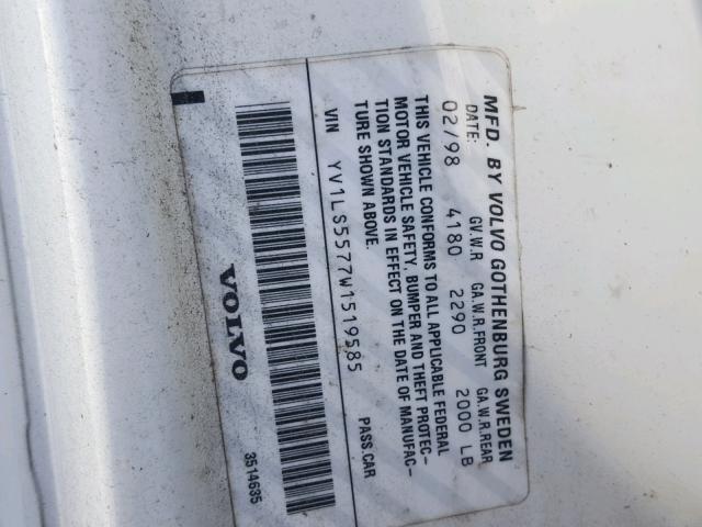 YV1LS5577W1519585 - 1998 VOLVO S70 WHITE photo 10