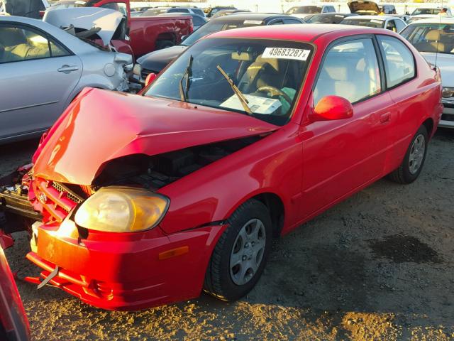 KMHCG35C35U341529 - 2005 HYUNDAI ACCENT GS RED photo 2