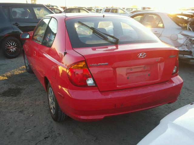 KMHCG35C35U341529 - 2005 HYUNDAI ACCENT GS RED photo 3