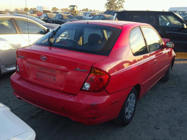 KMHCG35C35U341529 - 2005 HYUNDAI ACCENT GS RED photo 4