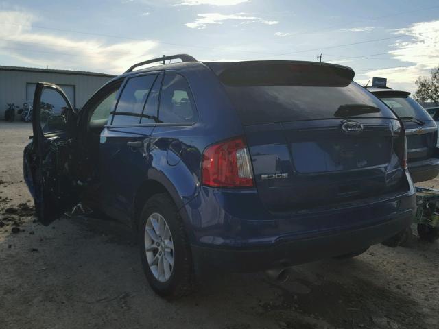 2FMDK3GC0EBA62206 - 2014 FORD EDGE SE BLUE photo 3