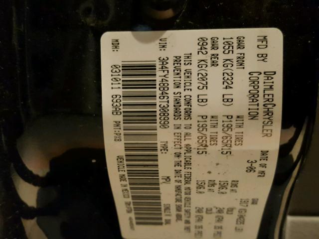 3A4FY48B46T308990 - 2006 CHRYSLER PT CRUISER BLACK photo 10