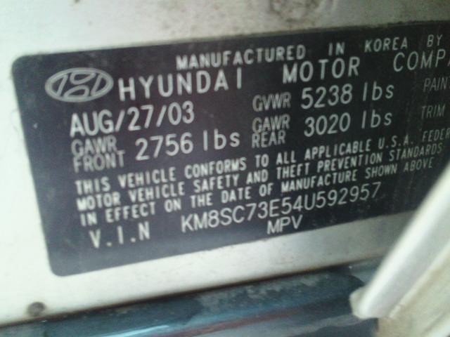 KM8SC73E54U592957 - 2004 HYUNDAI SANTA FE G SILVER photo 10