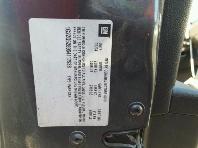 1G2ZG528954117938 - 2005 PONTIAC G6 GRAY photo 10