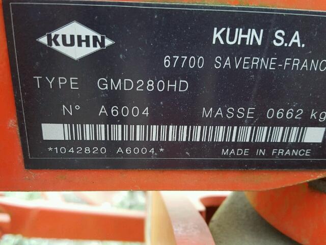 A6004 - 2017 KUHN GMD280 ORANGE photo 10