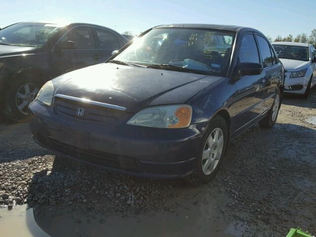 2HGES25721H561624 - 2001 HONDA CIVIC EX BLUE photo 2