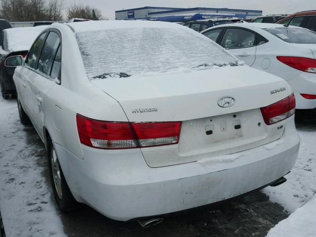 5NPEU46F66H079523 - 2006 HYUNDAI SONATA GLS WHITE photo 3