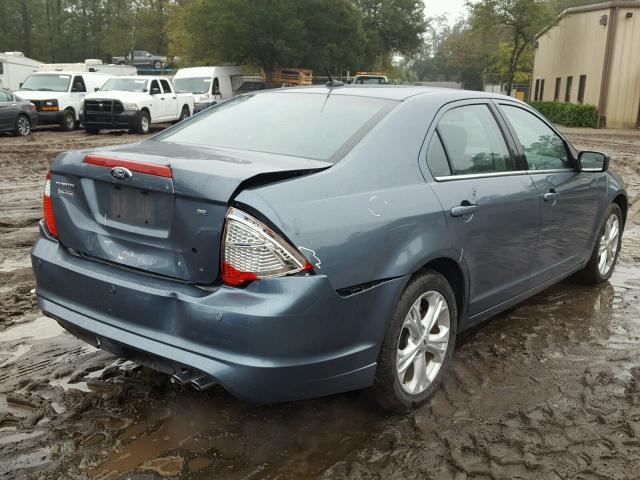 3FAHP0HA2CR408196 - 2012 FORD FUSION SE BLUE photo 4