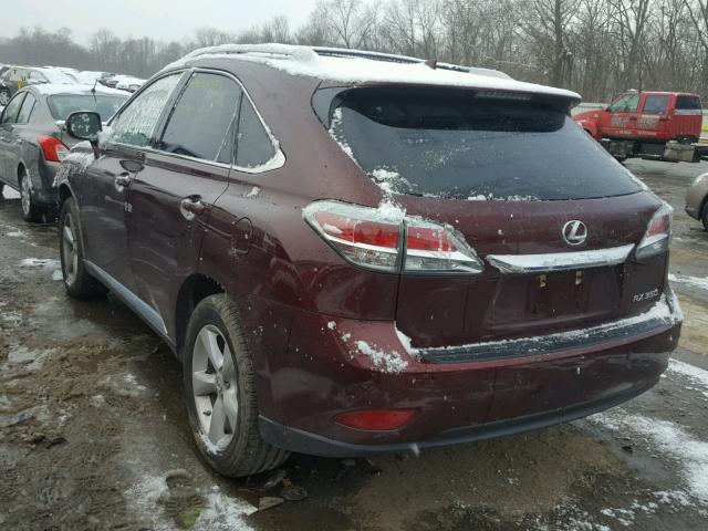 2T2BK1BA5FC307141 - 2015 LEXUS RX 350 MAROON photo 3