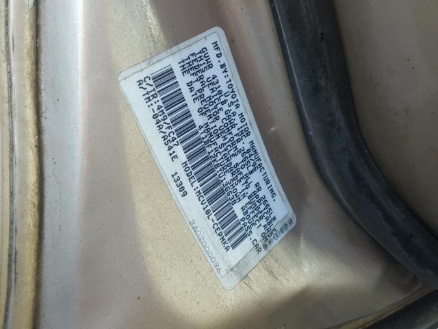 4T1BF12K8TU136638 - 1996 TOYOTA CAMRY LE TAN photo 10