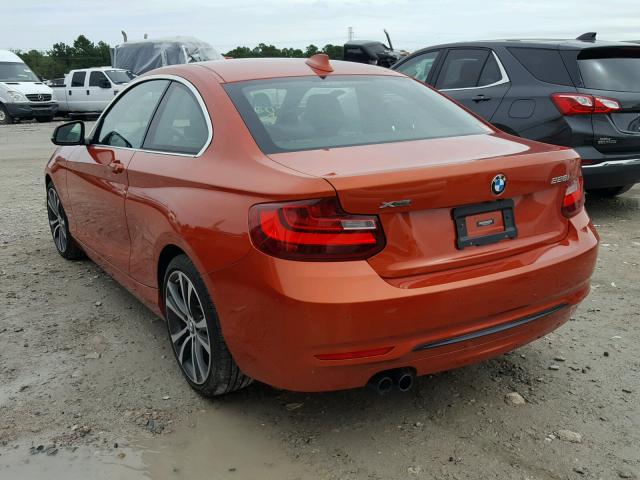 WBA1G9C58GV599316 - 2016 BMW 228 XI ORANGE photo 3