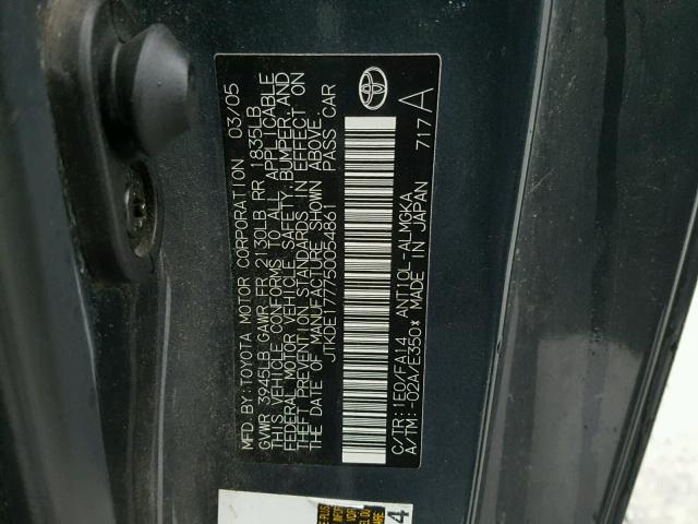 JTKDE177750054861 - 2005 TOYOTA SCION TC 灰色 照片 10