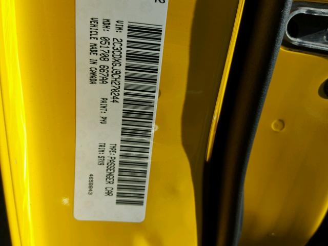 2C3CDXGJ9CH270244 - 2012 DODGE CHARGER SU YELLOW photo 10