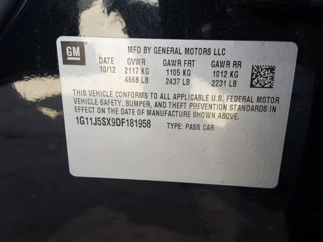 1G11J5SX9DF181958 - 2013 CHEVROLET MALIBU LTZ 黑色 照片 10