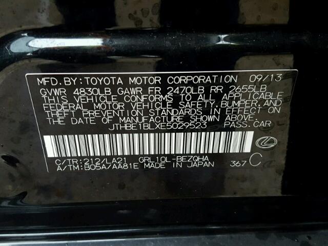 JTHBE1BLXE5029523 - 2014 LEXUS GS 350 BLACK photo 10