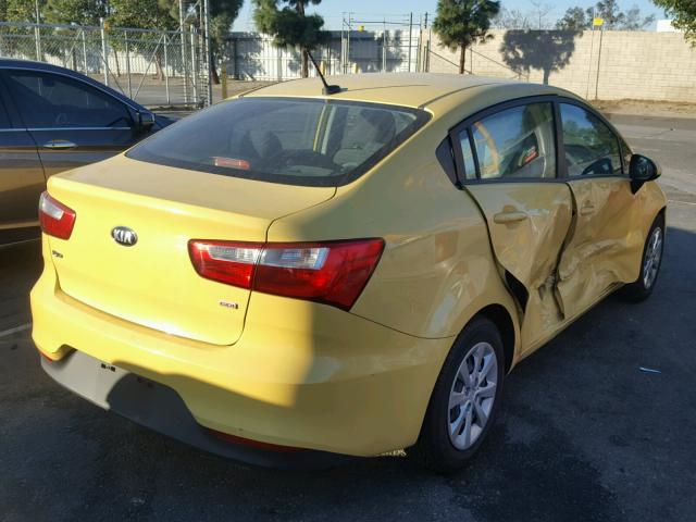 KNADM4A33G6611781 - 2016 KIA RIO LX YELLOW photo 4