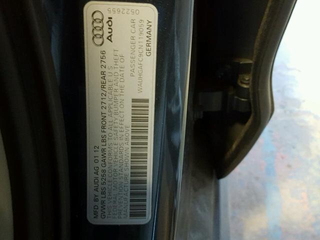 WAUHGAFC9CN119059 - 2012 AUDI A6 PRESTIG GRAY photo 10