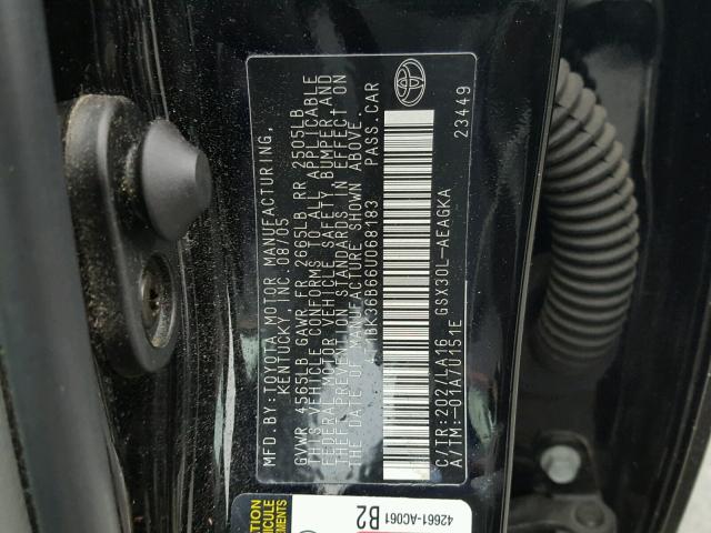 4T1BK36B66U068183 - 2006 TOYOTA AVALON XL BLACK photo 10